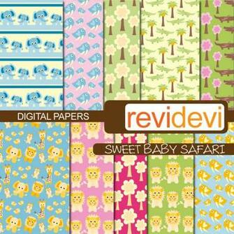 Sweet Baby Safari Papers Digital Background Mygrafico