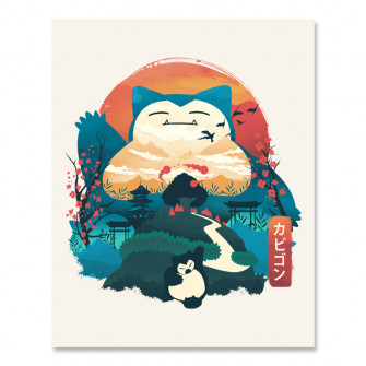 Ukiyo E Snorlax Print Fuzzy Ink