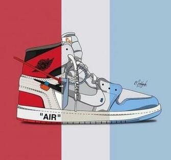 Off White X Nike Air Jordan Kicks In Sneakers Wallpaper