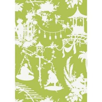 Asian Wallpaper In Green Thibaut