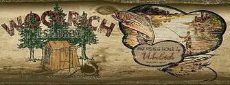 Primitive Camping Cabin Lodge Bathroom Accessories Wallpaper Borders