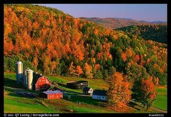 Surrounded By Hills In Fall Foliage Vermont New England Usa Color