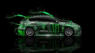 Monster Energy Subaru Impreza Wrx Sti Jdm Side Green Live Colors Car