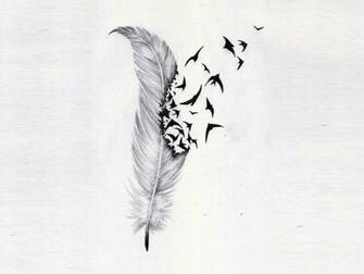Designs Feather And Birds Flock Wallpaper Bird Tattoo