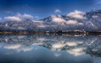 Wallpaper Bavaria Germany Lake Forggensee Nature