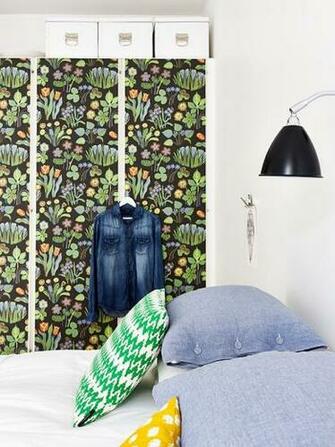 Closet Doors Covered Up With The Lovely Svenskt Tenn Wallpaper