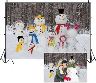 Amazon Funny Snowman Family Photography Backdrop For