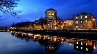 The Urban Riparian Night Scene Ireland Wallpaper
