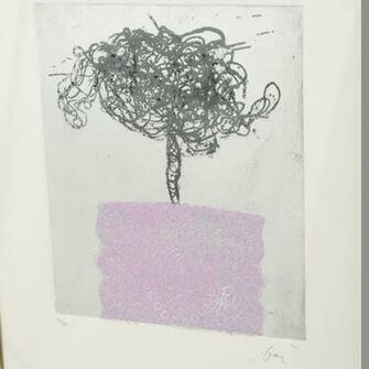 Enrico Baj Aquatint In Colours With Silver Coloured Background