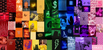 Boujee Rainbow Aesthetic Wall Collage Kit Digital Wallpaper