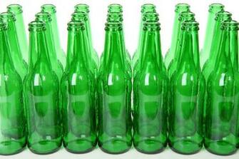 Empty Green Beer Bottles Isolated On A White Background Stock
