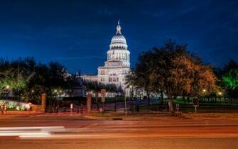 Wallpaper Texas State Capitol Austin Usa Night Road
