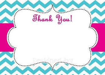Turquoise Pink Chevron Print Thank You Card Printable Or Printed