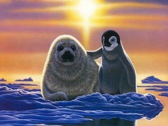 Seal And Baby Penguin Screensaver For Your Computer