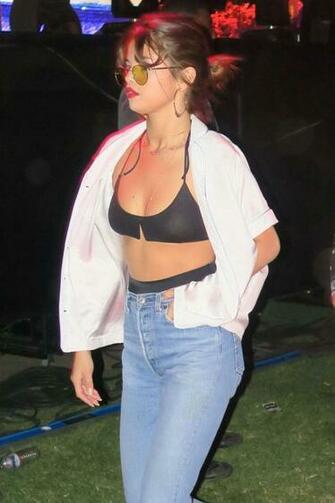 Selena Gomez Travis Scott Performs At Coachella In