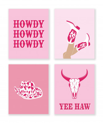 Litiu Cowgirl Hat Shoes Howdy Cow Wall Art Poster Prints Decor
