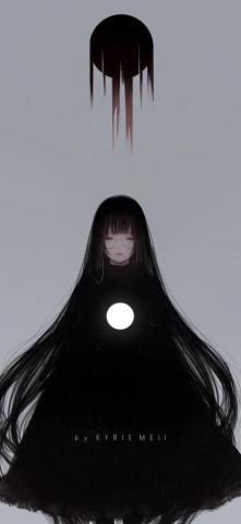 Anime Girl Minimal Original Long Hair Art