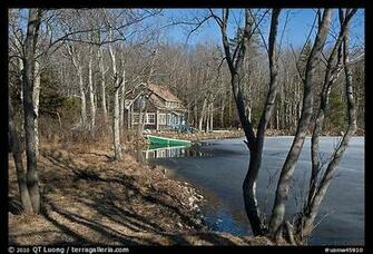 Picture Photo Lake Forest And House In Late Winter Maine Usa