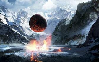Mountain Snow Artwork Fantasy Art Sphere Lava