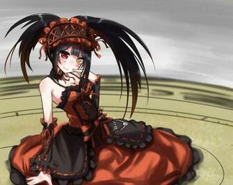 Black Hair Chawa Cleavage Dress Tokisaki Kurumi Wallpaper Background