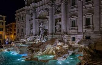 Wallpaper Night Lights Rome Italy The Trevi Fountain Image
