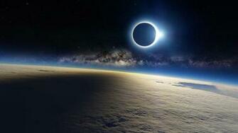 HD Solar Eclipse Moon Shadow On Earth Cloud Wallpaper Wallpaperbyte