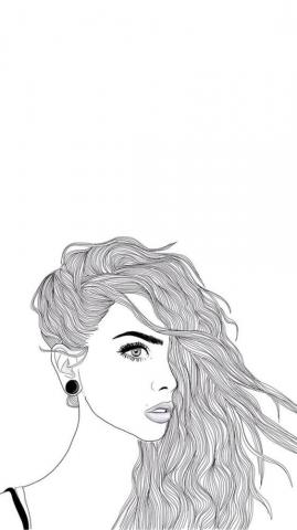 iPhone Girl Illustrator Outline Drawings