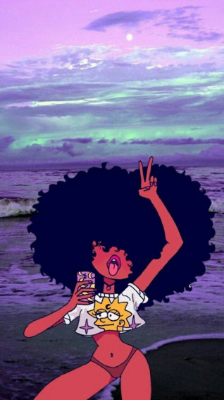 Cute Black Girl Beach Aesthetic Wallpaper
