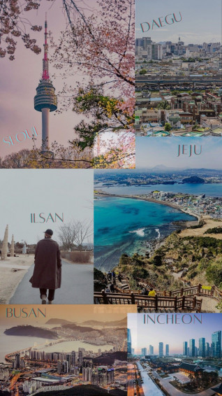 The Collage Shows Many Different Picture And Words Wallpaper