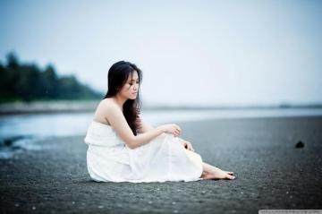 Girl Sitting On The Beach Ultra HD Desktop Background Wallpaper