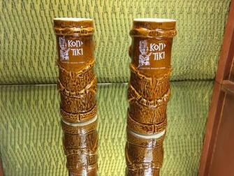 Pair Of Retro Angry Tiki Mug Waikiki Stephen Crane