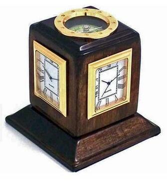Desktop Clock Multiple Time Zone Revolving Compass