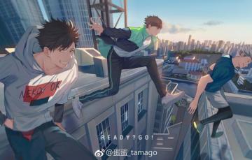 Wallpaper The City Guys Jump Haikyuu Tooru Oikawa Koutarou