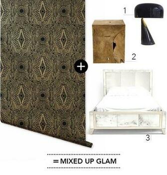 Hygge West Wallpaper Diamante In Gold