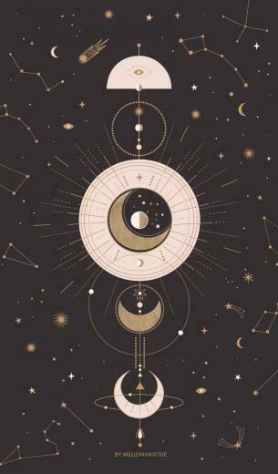 Moon Phase Constellation Art With Image iPhone Wallpaper