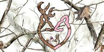 Buck And Doe Heart On White Camouflage License Plate