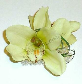 Wrist Corsage Realistic Cymbidium Orchids In Yellow Wallpaper Picture