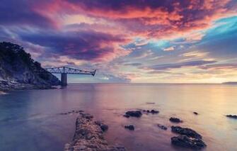 Wallpaper Colorful Rock Sky Ocean Nature Water Beautiful