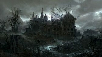 Halloween Dark Haunted House Spooky Wallpaper Background
