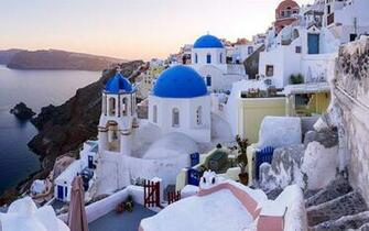 Wallpaper Oia Santorini Greece Sea Houses Multi