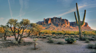 Superstition Mountains Mountain Range In Field Phoenix Arizona Usa