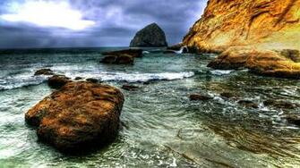 Wallpaper Stone Water Sea Silt Sky Tablet