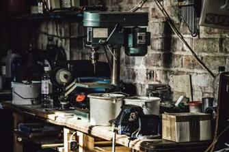 Black And White Drill Press On Table Image