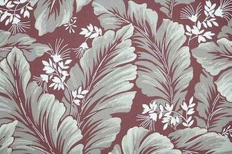S Vintage Wallpaper Gray Leaves And White Flowers On Burgundy