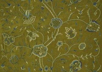 Handmade Crewel Embroidered Fabric