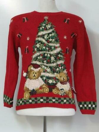 Womens Bear Riffic Ugly Christmas Sweater Petite Sophisticate