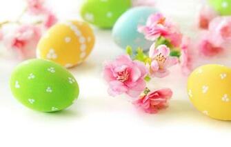 Easter Eggs Flowers Delicate Wallpaper