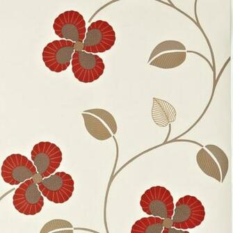 Wallpaper Windmill Red Floral Design Effect Spongeable Printed