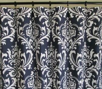 Blue Damask Print Navy White
