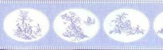 Blue And White Gingham Wallpaper Border
